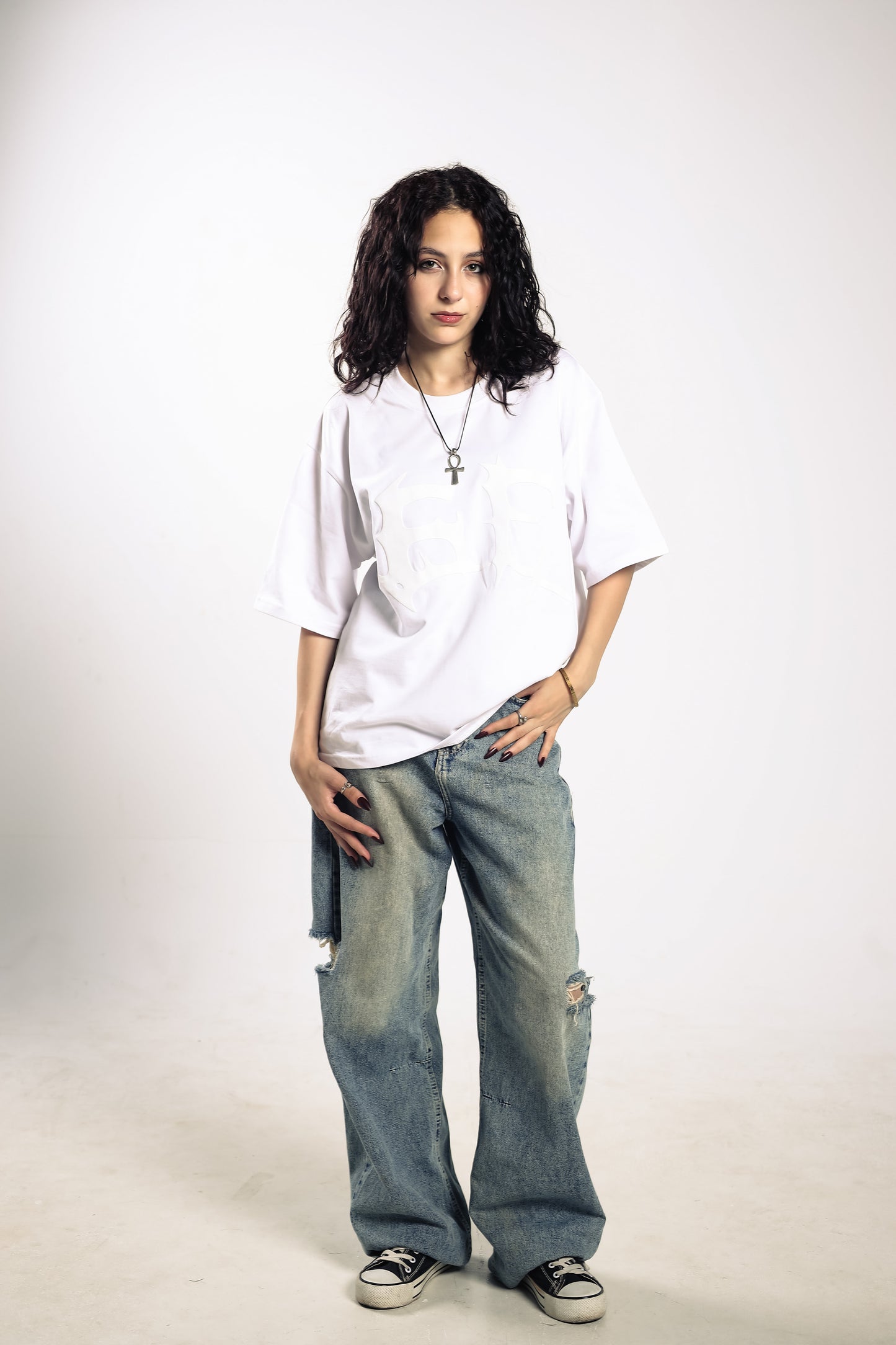 Bone White Box Fit Tee – Puff Print Edition