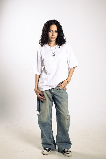Bone White Box Fit Tee – Puff Print Edition