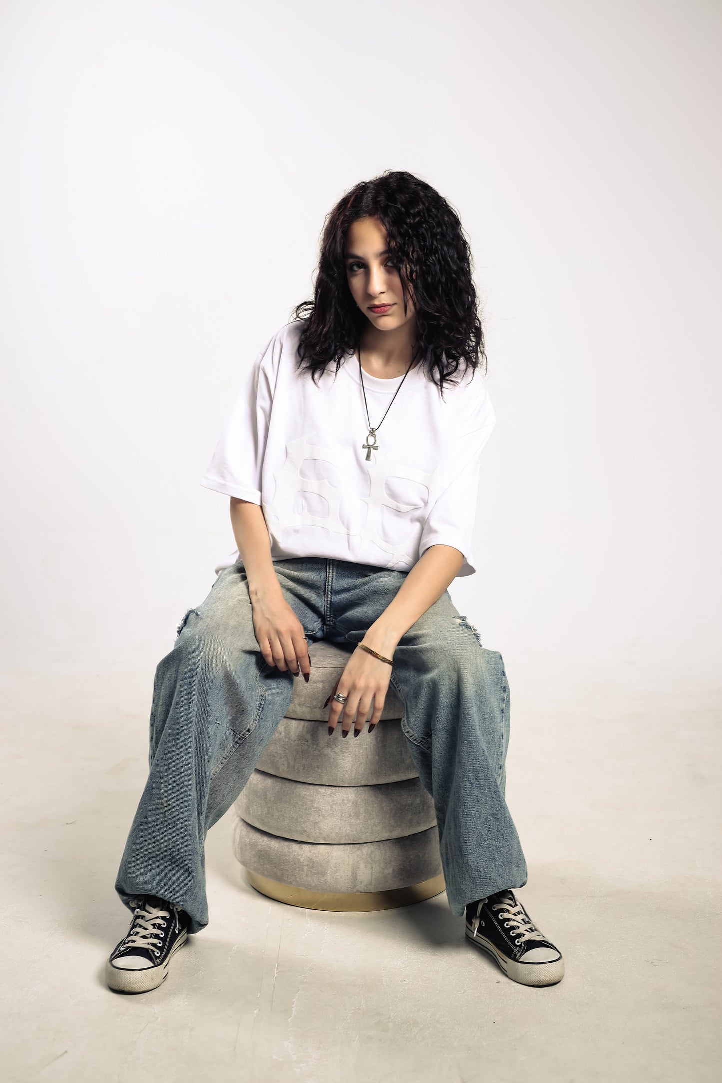 Bone White Box Fit Tee – Puff Print Edition