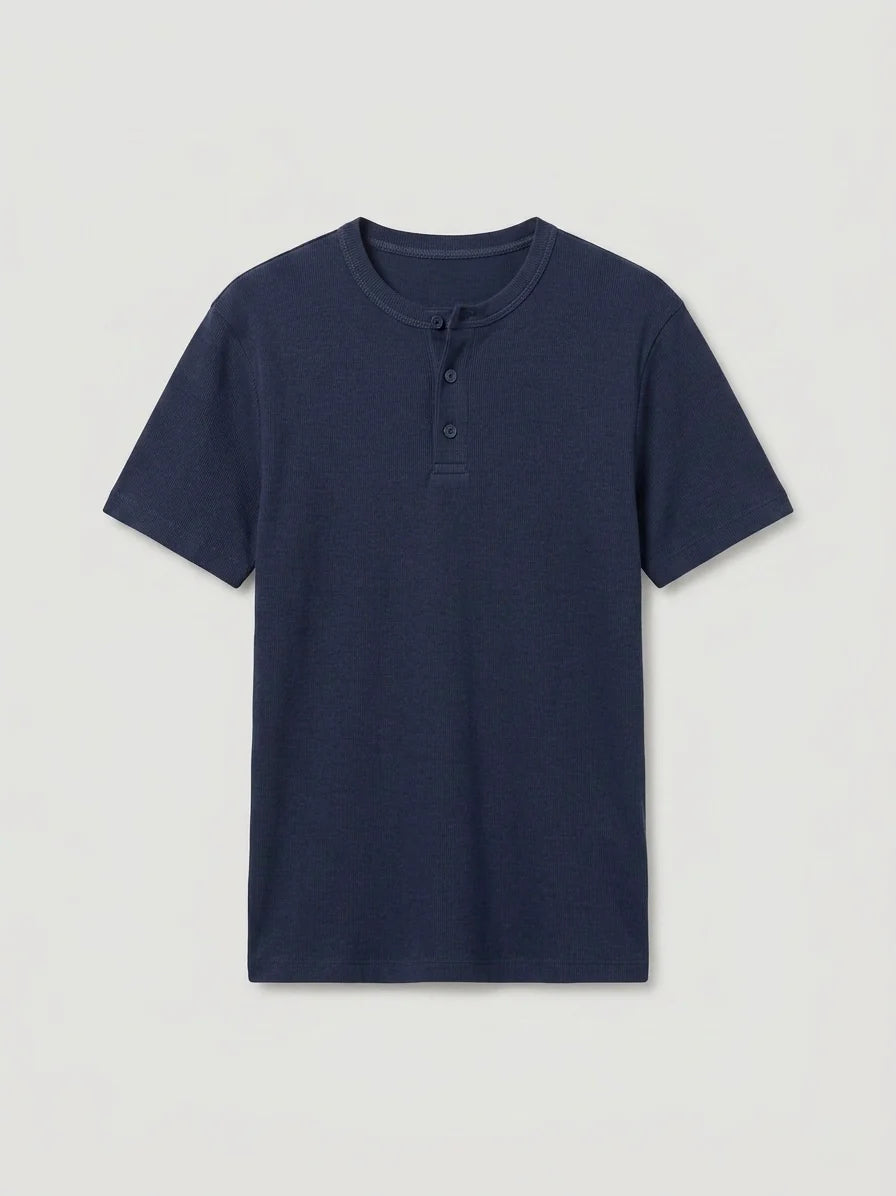Navy Henley T-Shirt — Slim Fit | WILZ