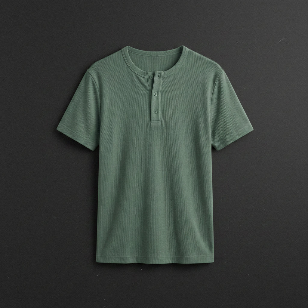 Deep Olive Henley T-Shirt — Slim Fit | WILZ