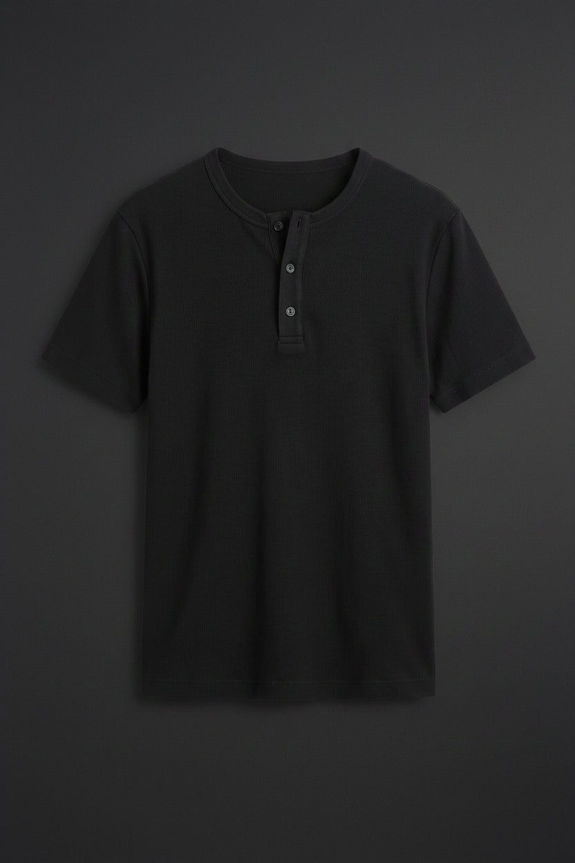 Black Henley T-Shirt — Slim Fit | WILZ