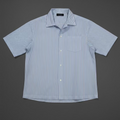 Sky Blue Striped Cuban Collar Shirt