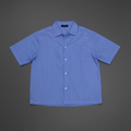 Royal Blue Striped Cuban Collar Shirt