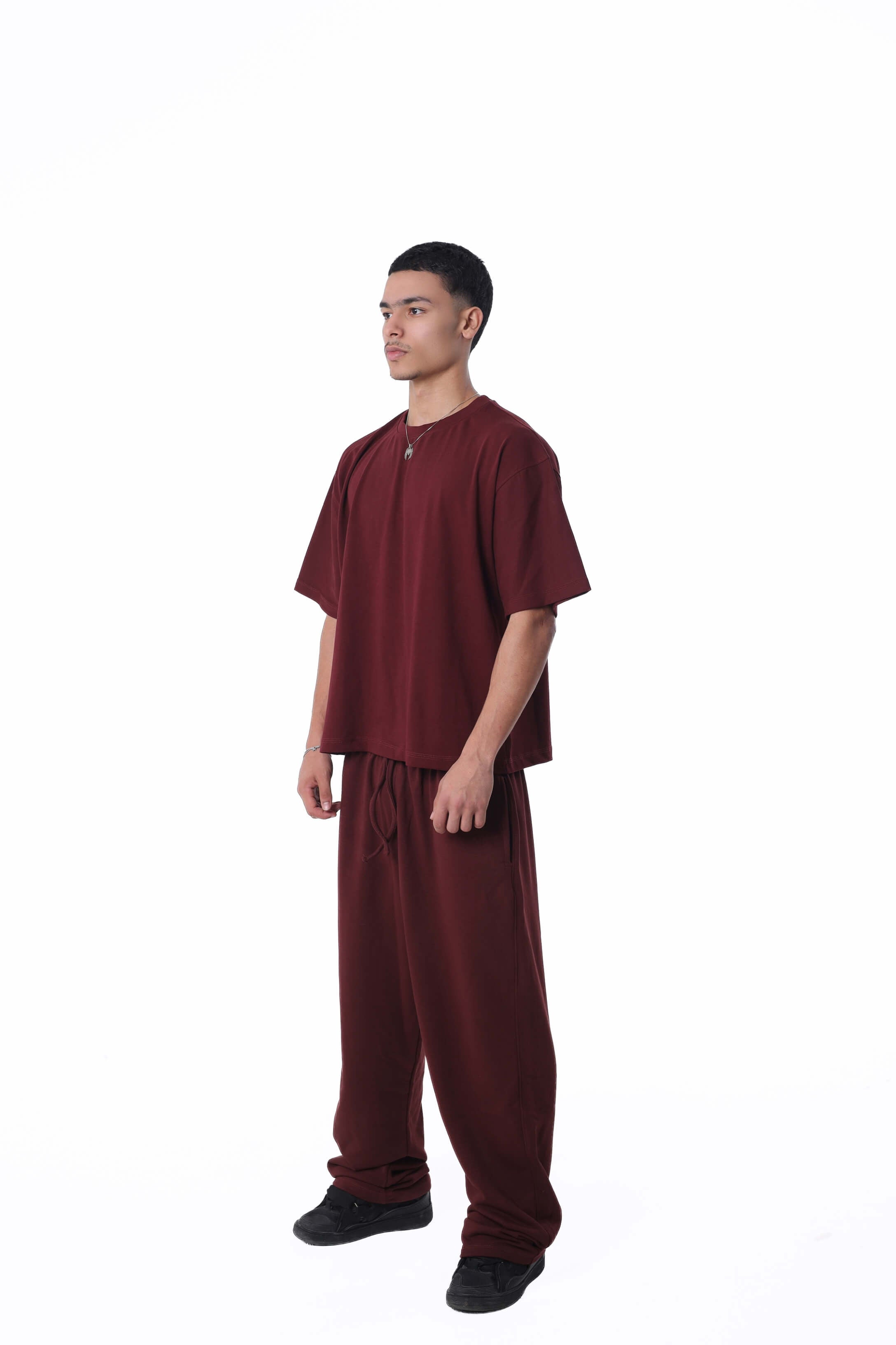 Burgundy Boxy Oversized Basic T-Shirt