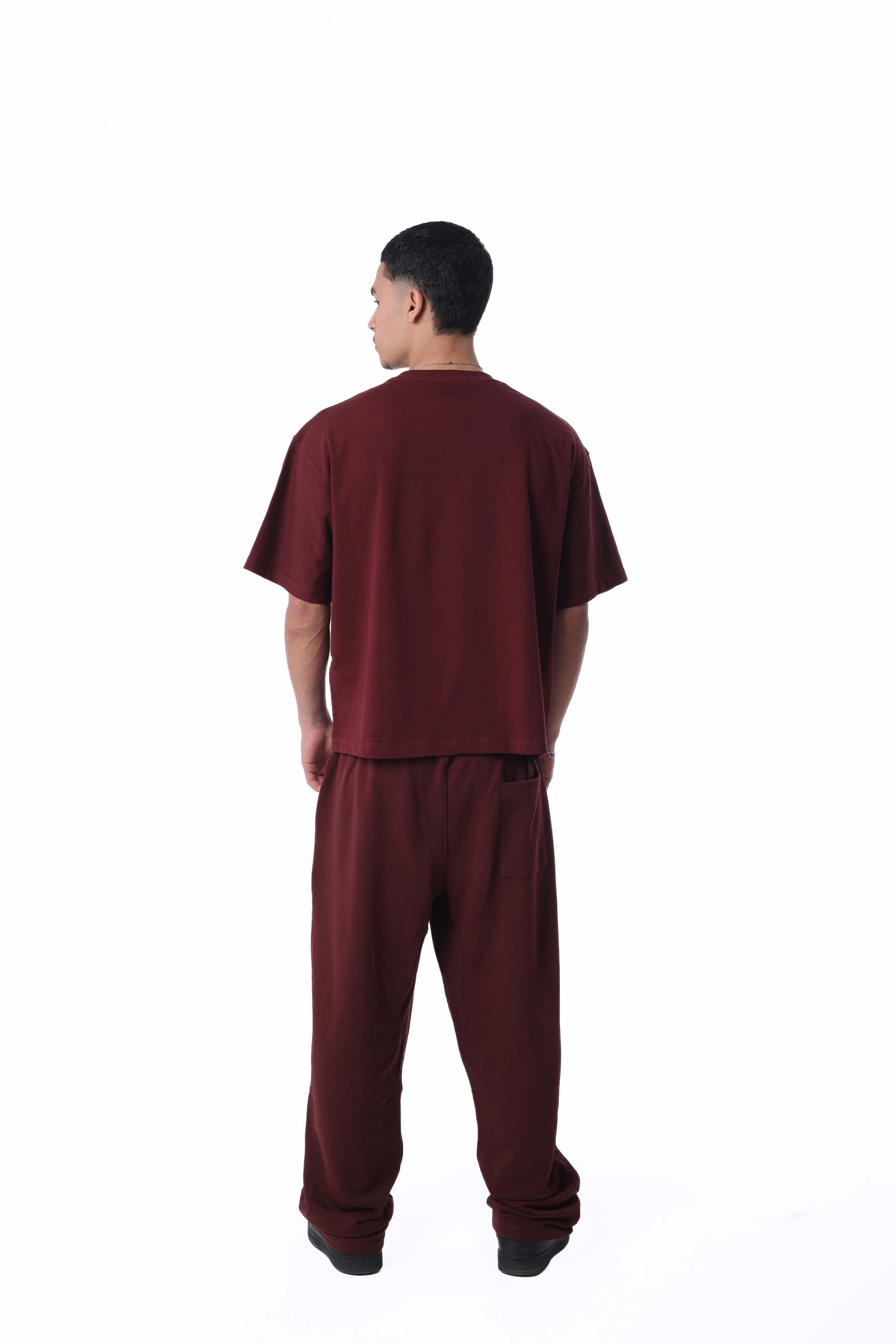 Burgundy Boxy Oversized Basic T-Shirt