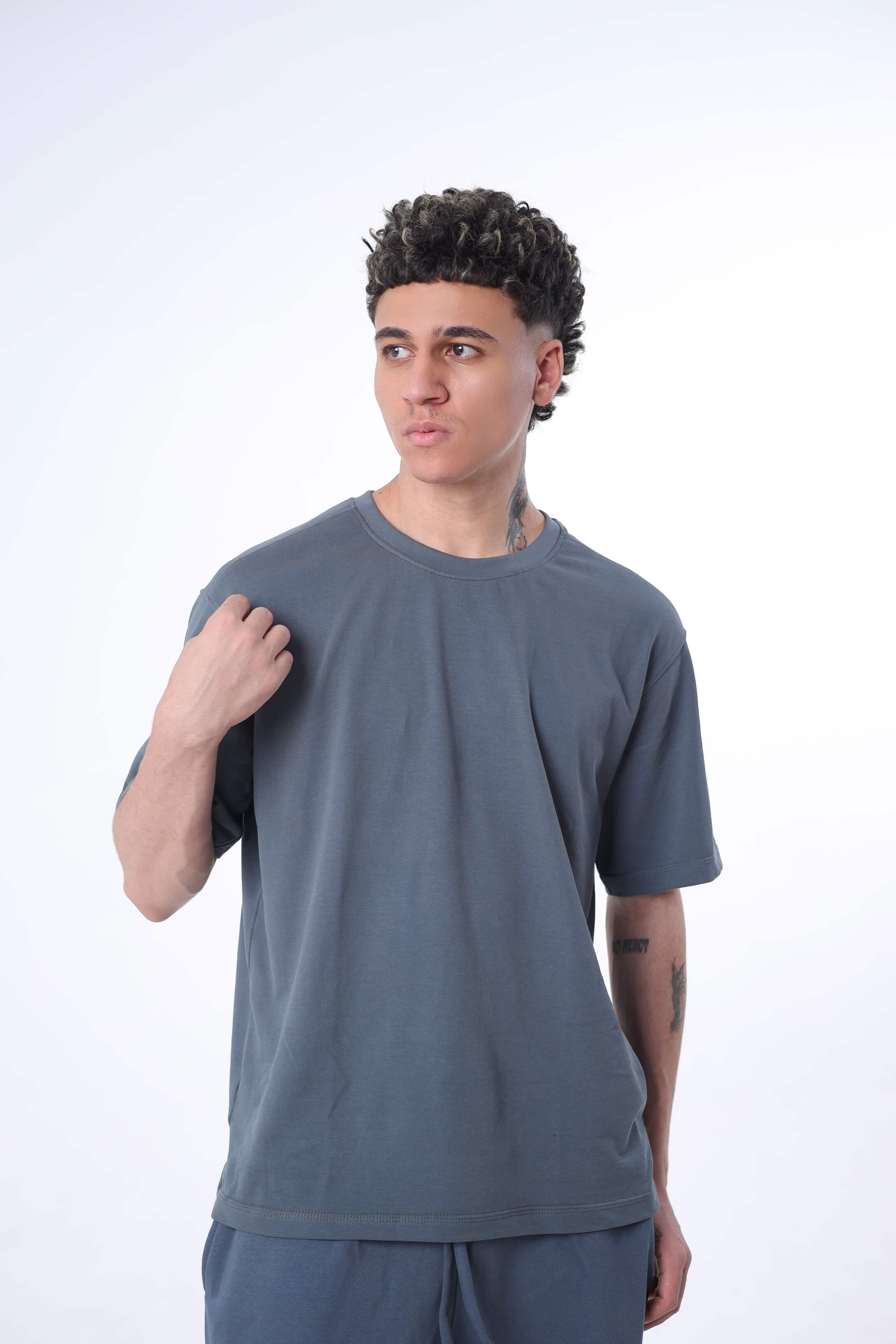 Charcoal Boxy Oversized Basic T-Shirt
