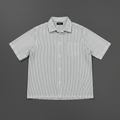 Olive Green Striped Cuban Collar Shirt