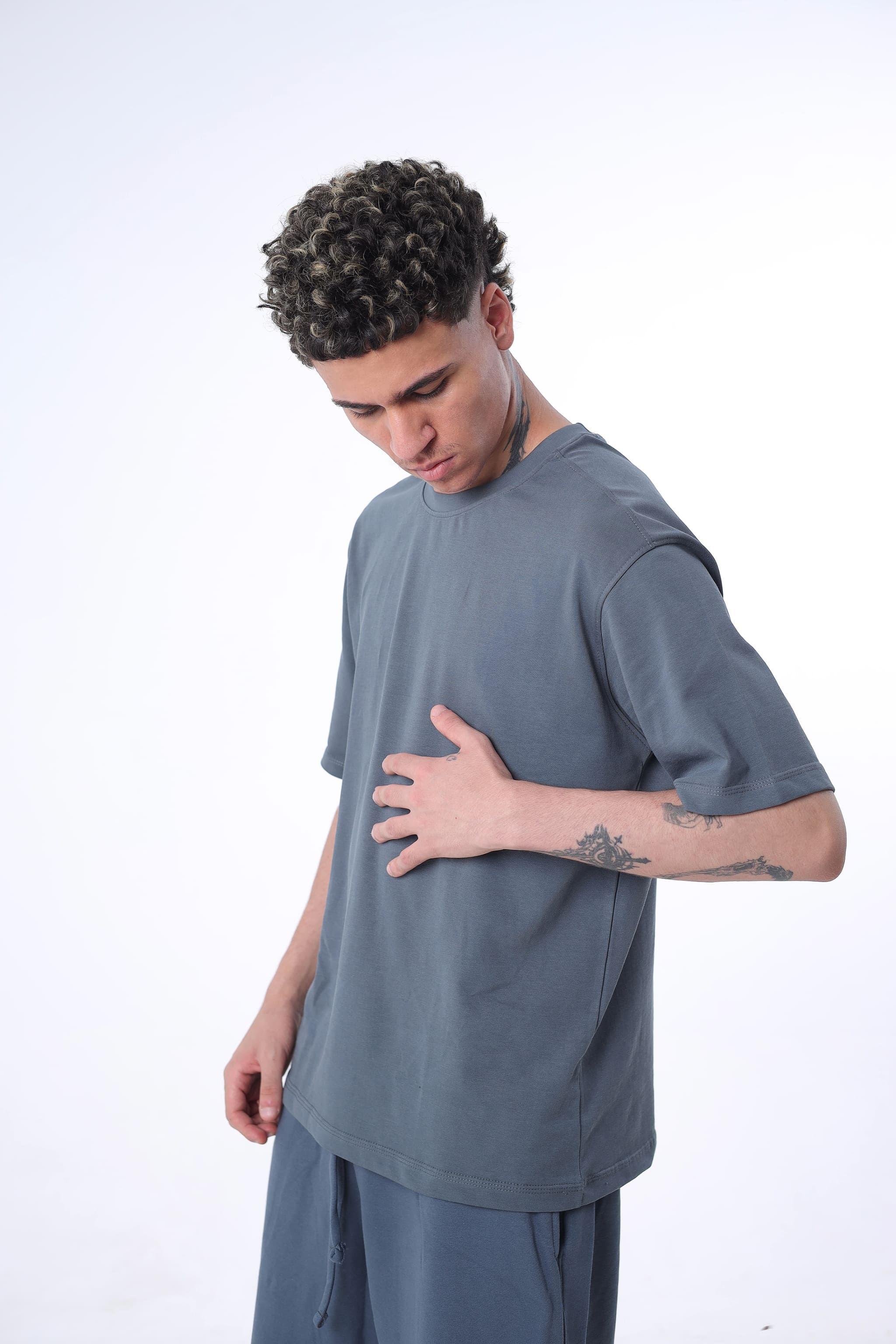 Charcoal Boxy Oversized Basic T-Shirt