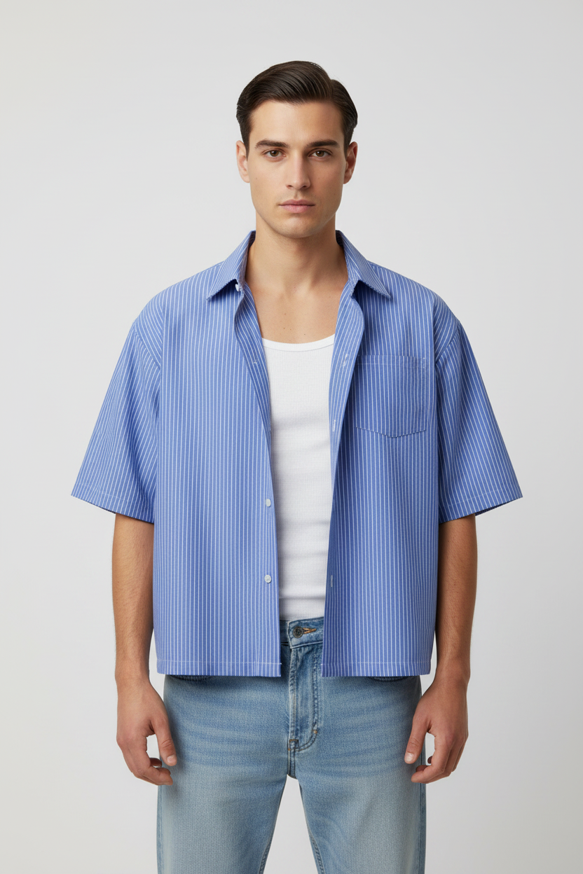 Royal Blue Cuban Collar Shirt - Pro Ecommerce
